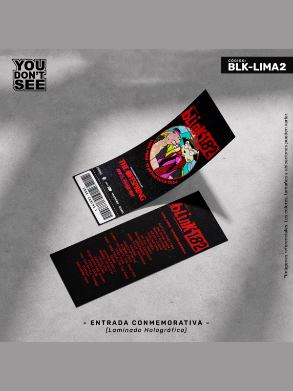 Entrada conmemorativa blink-182 (Setlist Lima 2024)